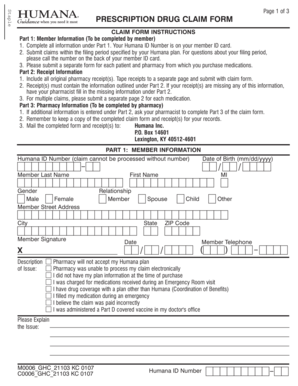 Humana Prescription Drug Claim Form