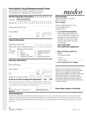 Prescription Drug Reimbursement Form