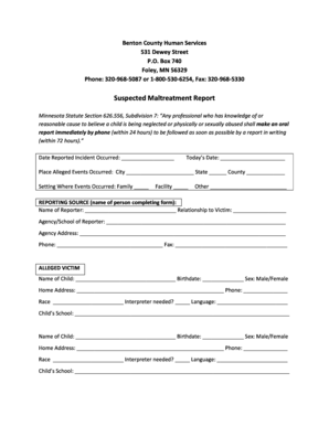 Minnesota Suspected Maltreatment Report