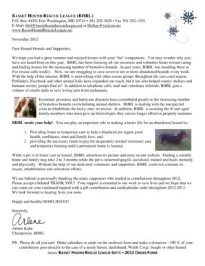 Basset Hound Rescue League Donation Form