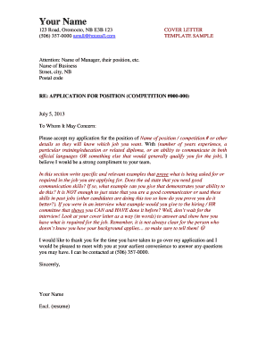 Sample Cover Letter Template - familyforce