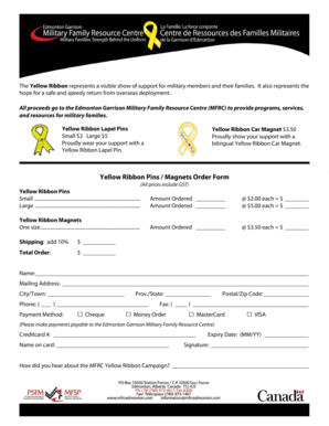Yellow Ribbon Order Form