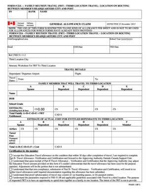 Family Reunion Travel Allowance Claim Form