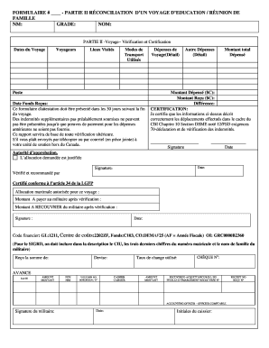 Formulaire de remboursement de voyage