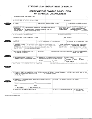 Utah Divorce Certificate