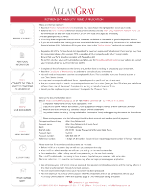 Retirement Annuity Fund Application