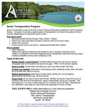 Senior Transportation Intake Form