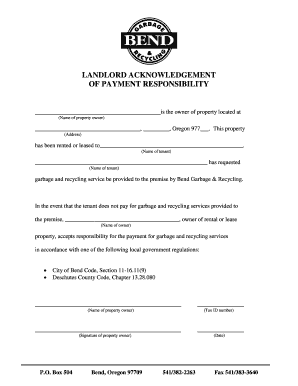 Landlord Acknowledgement of Payment Responsibility