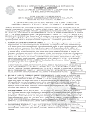 Horse Rental Agreement and Liability Waiver