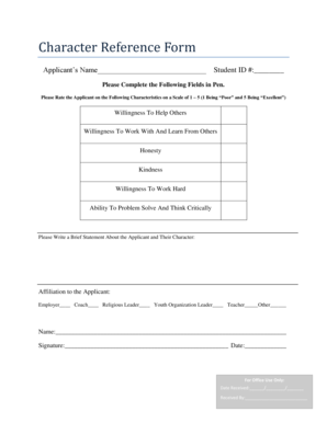 Character Reference Form