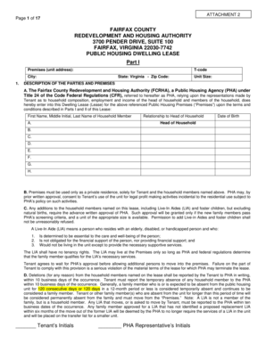 Fairfax County Public Housing Dwelling Lease