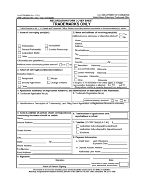 USPTO Trademark Recordation Form