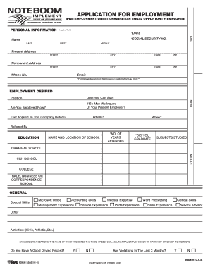 Employment Application Form