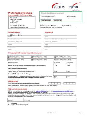 Prüfungsanmeldung ISTQB Certified Tester Advanced Level