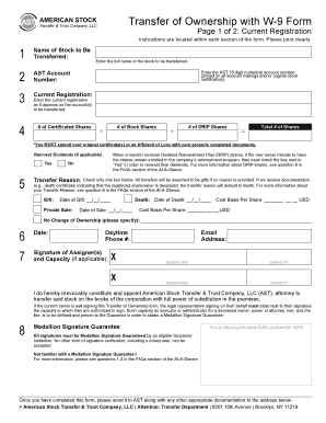 Transfer of Ownership with W-9 Form