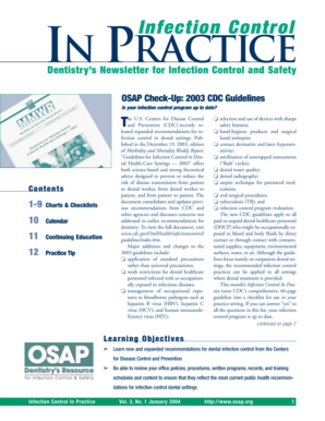 CDC Dental Infection Control Guidelines Checklist
