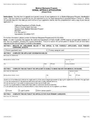 California Medical Marijuana Program Denial Appeal Application