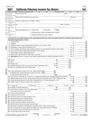 1099 g state of california - 2007 541 - California Fiduciary Income Tax Return. 2007 Form 541 - ftb ca