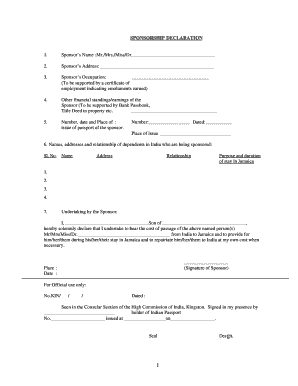 Sponsorship Declaration Form