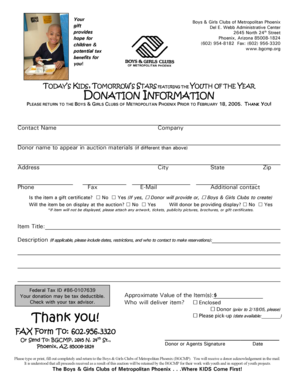 Boys & Girls Clubs Donation Form