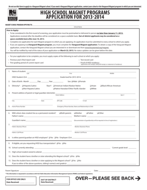 High School Magnet Program Application