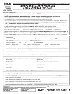 High School Magnet Program Application