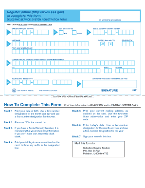 Selective Service System Registration Form