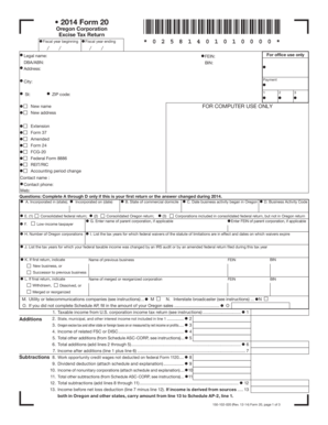 Oregon Corporation Excise Tax Return