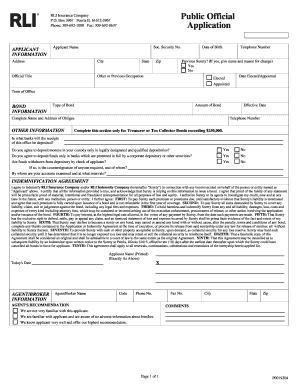 Public Official Surety Bond Application