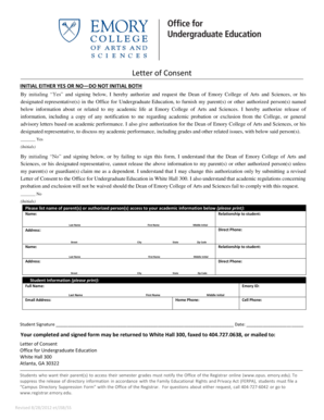 Emory College Letter of Consent