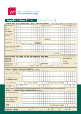 Cork Institute of Technology Application Form