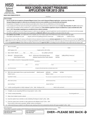 High School Magnet Program Application