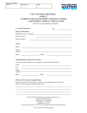 Stormwater Management Service Charge Adjustment Appeal Application