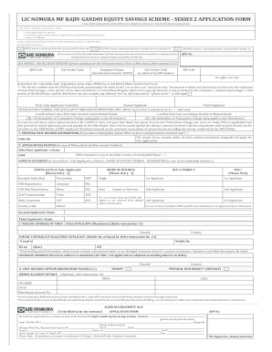 LIC Nomura Rajiv Gandhi Equity Savings Scheme Application Form