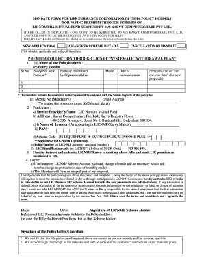 LIC Policyholder Mandate Form