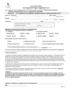 ALS ONTARIO ALS Equipment Program Application Form - als