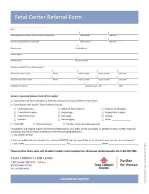 Fetal Center Referral Form