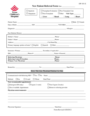New Patient Referral Form