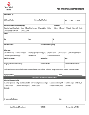 New Hire Personal Information Form