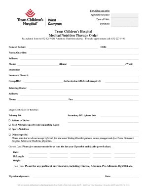 Medical Nutrition Therapy Order Form