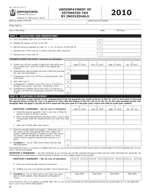 Pennsylvania Underpayment of Estimated Tax Form