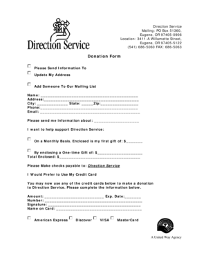 Direction Service Donation Form