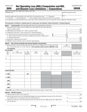 California Form 3805Q Net Operating Loss Computation