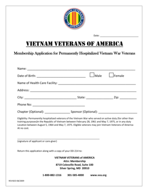 Vietnam Veterans of America Membership Application