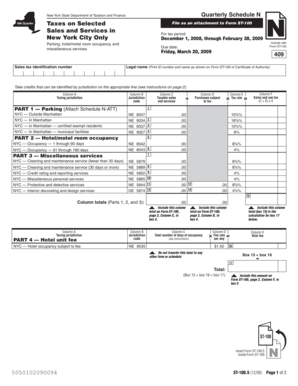 New York City Quarterly Schedule N for Selected Sales and Services