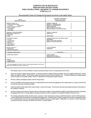 Certificate of Insurance for Contractors