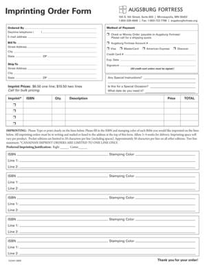 Imprinting Order Form