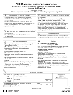 Child General Passport Application