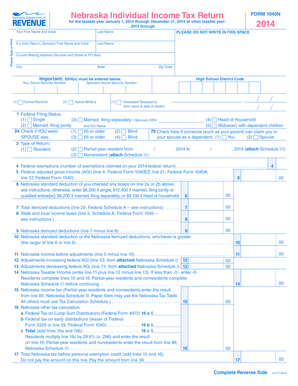 Nebraska Individual Income Tax Return Form 1040N