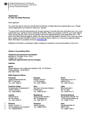 Application to View Stasi Records